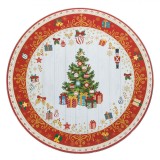 Platou Decorativ de Crăciun, Brad &Icirc;mpodobit și Cadouri, Plastic, 40cm, Multicolor, Oem