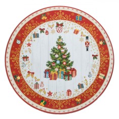 Platou Decorativ de Crăciun, Brad &Icirc;mpodobit și Cadouri, Plastic, 40cm, Multicolor