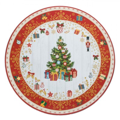 Platou Decorativ de Crăciun, Brad &amp;Icirc;mpodobit și Cadouri, Plastic, 40cm, Multicolor foto