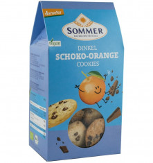 Biscuiti bio din grau spelta cu ciocolata amaruie si ulei de portocale, demeter, 150g Sommer foto