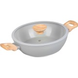 Cratita ceramica cu capac de sticla, manere lemn, 2.8 L, 26 cm, MagicHome Harmony