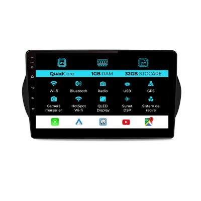 Navigatie Dedicata Fiat Fiorino Qubo (2008 - 2017), 10Inch, 1Gb Ram, 32Gb Stocare, Carplay foto