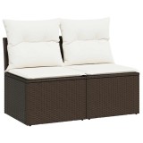 Cumpara ieftin Set canapele de gradina, 2 piese, cu perne, maro poliratan maro