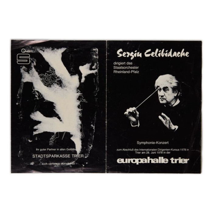 Pliantul unui concert dirijat de Sergiu Celibidache, 1978, cu dedicație olografă pentru Trancu Iași