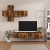 Gossi set comoda tv, 7 piese, stejar fumuriu, lemn compozit