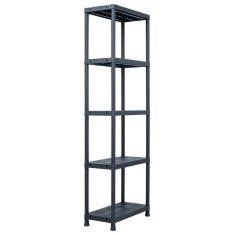 vidaXL Raft de depozitare, negru, 60 x 30 x 180 cm, plastic, 125 kg