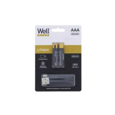 Acumulator AAA R3 Li-ion 10440 1.5V 400mAh 600mWh cu incarcare 5V USB-C 2buc/blister Well ACCU-10440/40C-BL2-WL