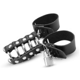 Cumpara ieftin Centura de Castitate, cu Inele Metalice si Curele Din Piele, pentru Activitati Fetis, Dominare Bondage BDSM, Joc Cuplu, Reglabile, Cheie si Lacat Incl
