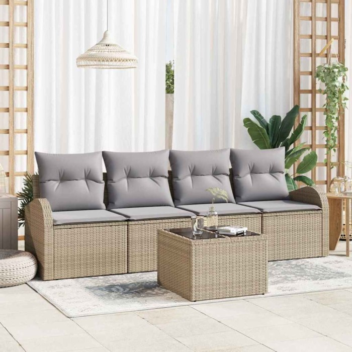 vidaXL Set de canapele pentru grădină 5 pcs Bej 55 x 55 x 37 cm 3345910