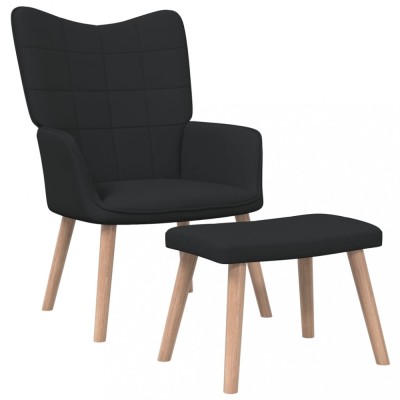 Gossi scaun de relaxare cu taburet, negru, textil foto