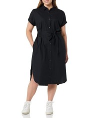 Rochie tip camasa Amazon Essentials pentru femei, cu maneci scurte, neagra, Marimea M - OUTLET foto
