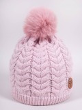 Fes de iarnă pentru fetițe cu pompon și logo, roz (Marime Disponibila: 18-24, YO!