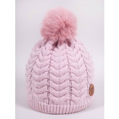 Fes de iarnă pentru fetițe cu pompon și logo, roz (Marime Disponibila: 18-24