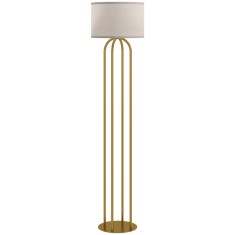 HOMCOM Lampadar pentru living, lampadar cu abajur din in și comutator de picior, &Oslash; 38 x 161 cm, auriu și bej | Aosom Romania