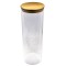 Recipient din sticla borosilicata Pufo Taste pentru zahar, cafea, ceai sau condimente, cu capac ermetic din bambus, 1.9 L
