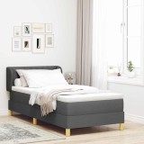 VidaXL Pat cu arcuri și saltea crem 90x200 cm Gri &icirc;nchis 90 x 190 cm