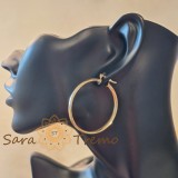 Cercei Raza de Soare , rotunzi, model lat, 4 cm, placati aur 18K, Brazilia