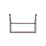Raft de perete Belina, metal/MDF, negru/maro, 35 x 25 x 10 cm