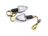 Semnalizatoare LED Moto Revo, Omologare E8, Brat Scurt Cauciucat, Negru Romb, 12V, M8