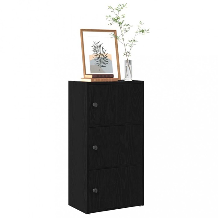 Gossi biblioteca stejar negru 40x24x77 cm lemn prelucrat