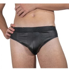 Slip clasic barbati din microfibra lucioasa - S - Negru