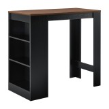 Masa-Bar Bristol cu rafturi pentru bauturi negru/efect lemn nuc [en.casa] HausGarden Leisure