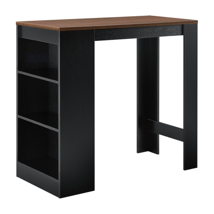 Masa-Bar Bristol cu rafturi pentru bauturi negru/efect lemn nuc [en.casa] HausGarden Leisure