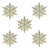 Set Ornamente Brad Crăciun, Fulgi, Glitter, Bej, 10 cm, 5 Bucăți, Oem