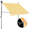 Copertina Retractabila Manuala cu LED vidaXL, Alb &amp; Portocaliu, 100cm, Impermeabila, Protectie UV, Gradina/Terasa/Balcon