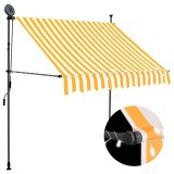 Copertina Retractabila Manuala cu LED vidaXL, Alb &amp; Portocaliu, 100cm, Impermeabila, Protectie UV, Gradina/Terasa/Balcon