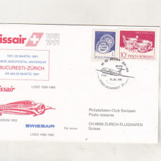 bnk fil Plic ocazional Zbor aniversar Swissair 1931-1981 Bucuresti Zurich