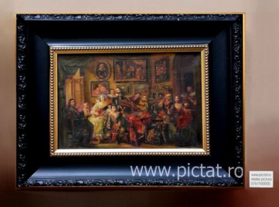 PEISAJ ITALIAN ROCOCO, Tablou Rococo Baroc romantic Pictat Manual Pictura ulei foto