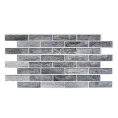 Panou decorativ,&nbsp;PVC, model caramida 3D, nuante gri inchis, 96x48.5 cm