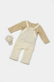 Cumpara ieftin Set bluza si salopeta, Winter muselin, 100% bumbac - Stone, BabyCosy (Marime: 6-9 luni)