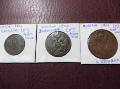 Austria - Ungaria 1800 - Lot 3 monede 1 / 3 / 6 kreuzer, E- Monetaria Alba Iulia foto