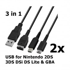 3 in1 USB pentru Nintendo 2DS, 3DS, DSi, DS Lite, Set 2 Buca?i foto