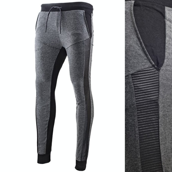 Pantaloni pentru barbati slim fit gri inchis cu siret banda jos carbon Pantaloni pentru barbati slim fit gri inchis cu siret banda jos carbon