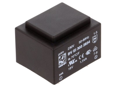 Transformator &amp;icirc;ncapsulat PCB 1,5VA 18V foto
