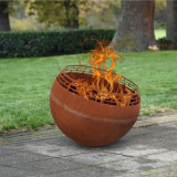 Esschert Design Bol pentru foc, ruginiu, cu dungi GartenMobel Dekor, vidaXL