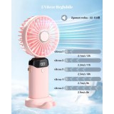 Ventilator Ultra Portabil cu Aromaterapie, 3 in 1, Autonomie 12h, Pliabil, cu Ecran LCD, Roz