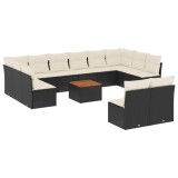 Cumpara ieftin Set mobilier de gradina cu perne, 13 piese, negru, poliratan