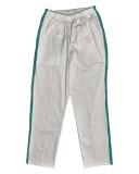 Pantaloni Medicali Pe Stil, Albi cu dunga Turcoaz inchis cu Elastan cu Elastic - XS, talia-3-92cm, Alb