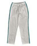 Pantaloni Medicali Pe Stil, Albi cu dunga Turcoaz inchis cu Elastan cu Elastic - L, Alb