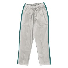 Pantaloni Medicali Pe Stil, Albi cu dunga Turcoaz inchis cu Elastan cu Elastic - 3XL, talia-0-104cm