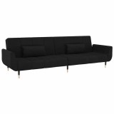 Cumpara ieftin Canapea extensibila cu 2 locuri, 2 perne, negru, catifea