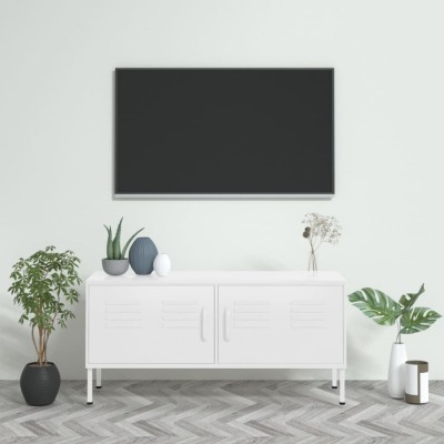 vidaXL Comodă TV, alb, 105x35x50 cm, oțel foto