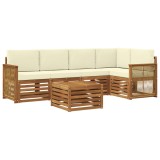 vidaXL Set canapea sectională cu pernă 5 pcs Natural și Crem 3384386