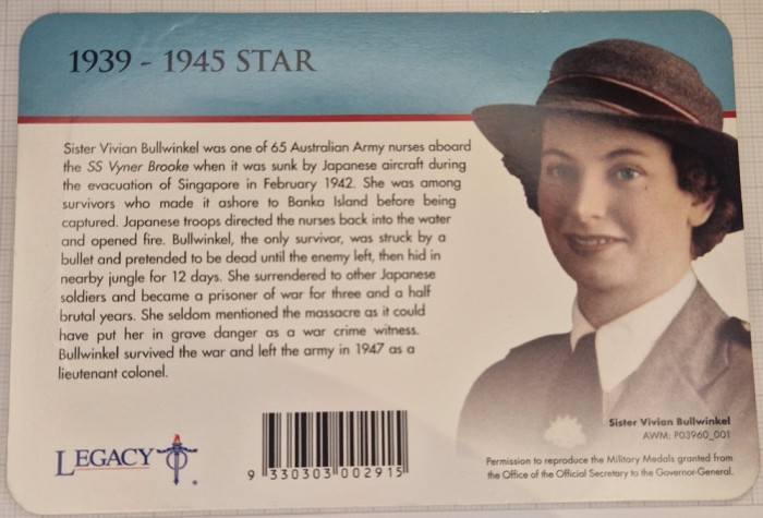 Australia , 20 cents 2017, km#3346, WWII Star Medal, coincard