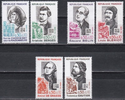 Franta 1972 - Francezi celebri, 3 Serii, MNH foto