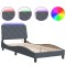 Cadru de pat cu LED fara saltea, gri inchis, 152x203 cm, catifea